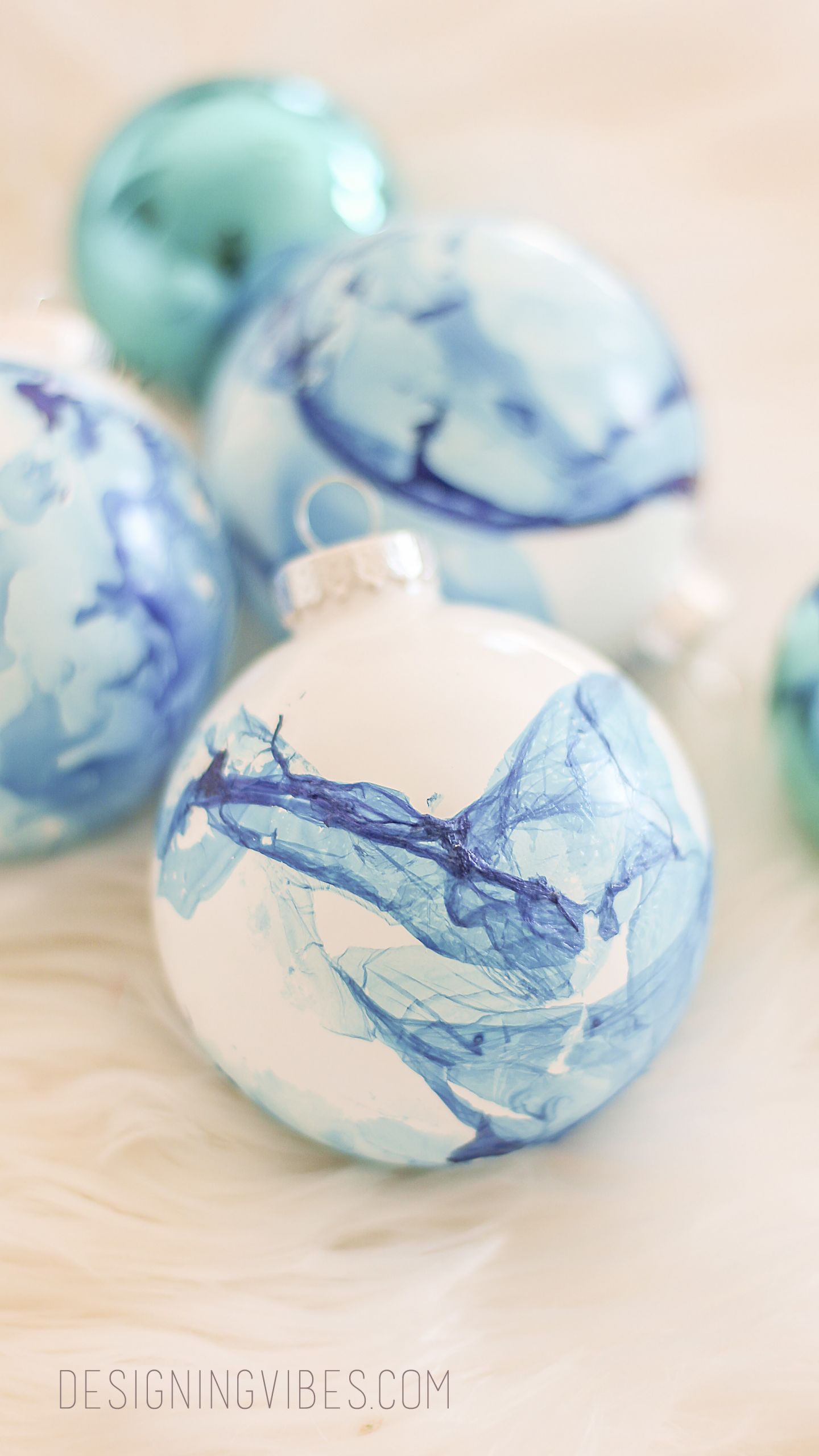 DIY Christmas Ornaments With Pictures
 Easy Marbled Christmas Ornaments DIY Cheap Holiday Crafts