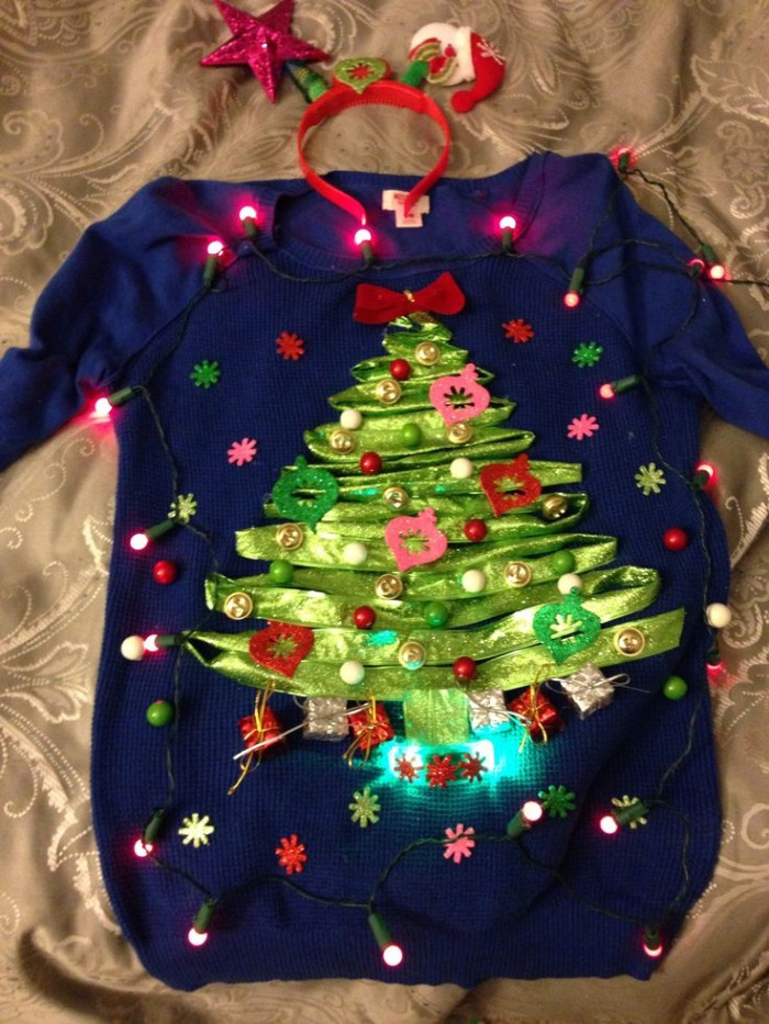 DIY Christmas Tree Sweater
 1001 Ideas for Ugly Christmas Sweater Ideas Funny and