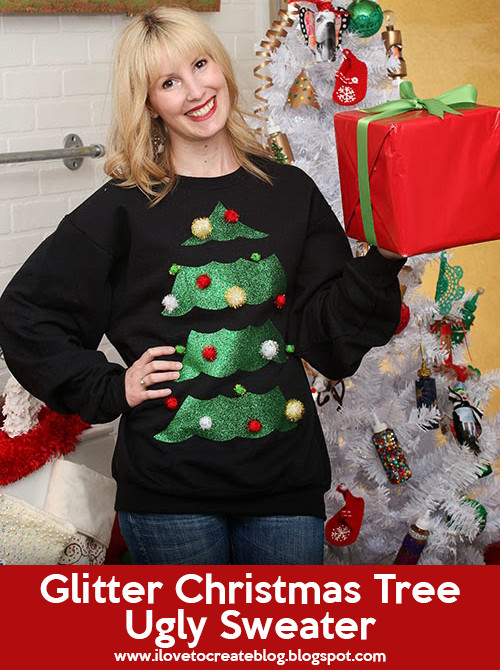 DIY Christmas Tree Sweater
 Glitter Christmas Tree Ugly Sweater