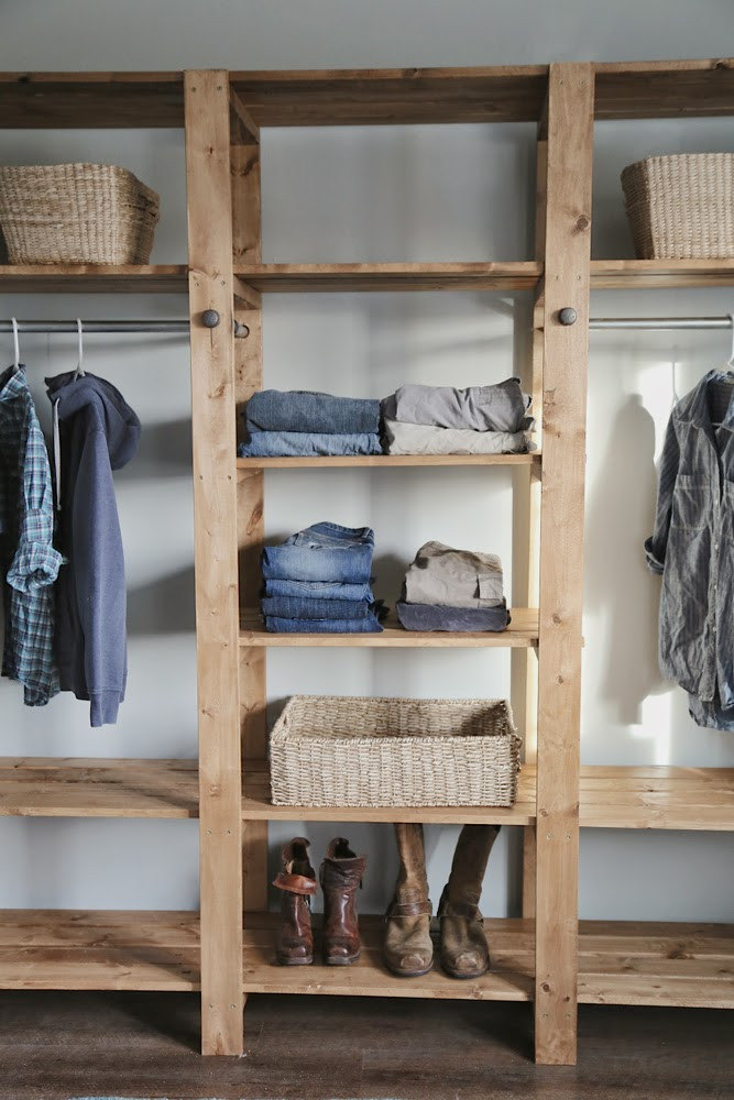 DIY Closet Plans
 DIY Industrial Style Wood Slat Closet System with