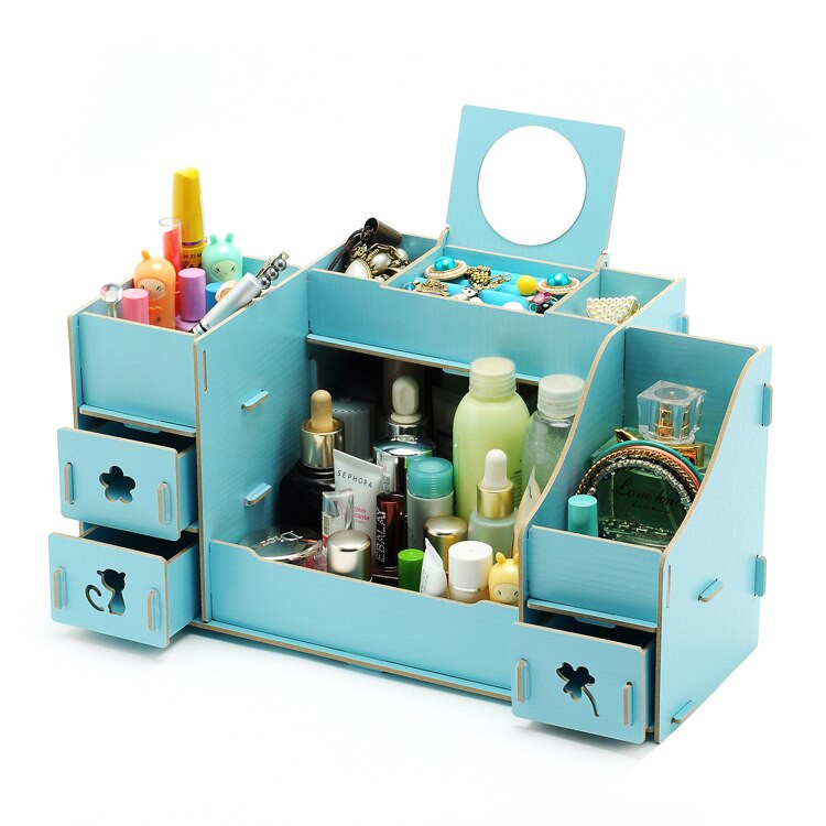 DIY Cosmetic Organizer
 DIY wood Cosmetic Organizer 4 Drawers Makeup Case Storage
