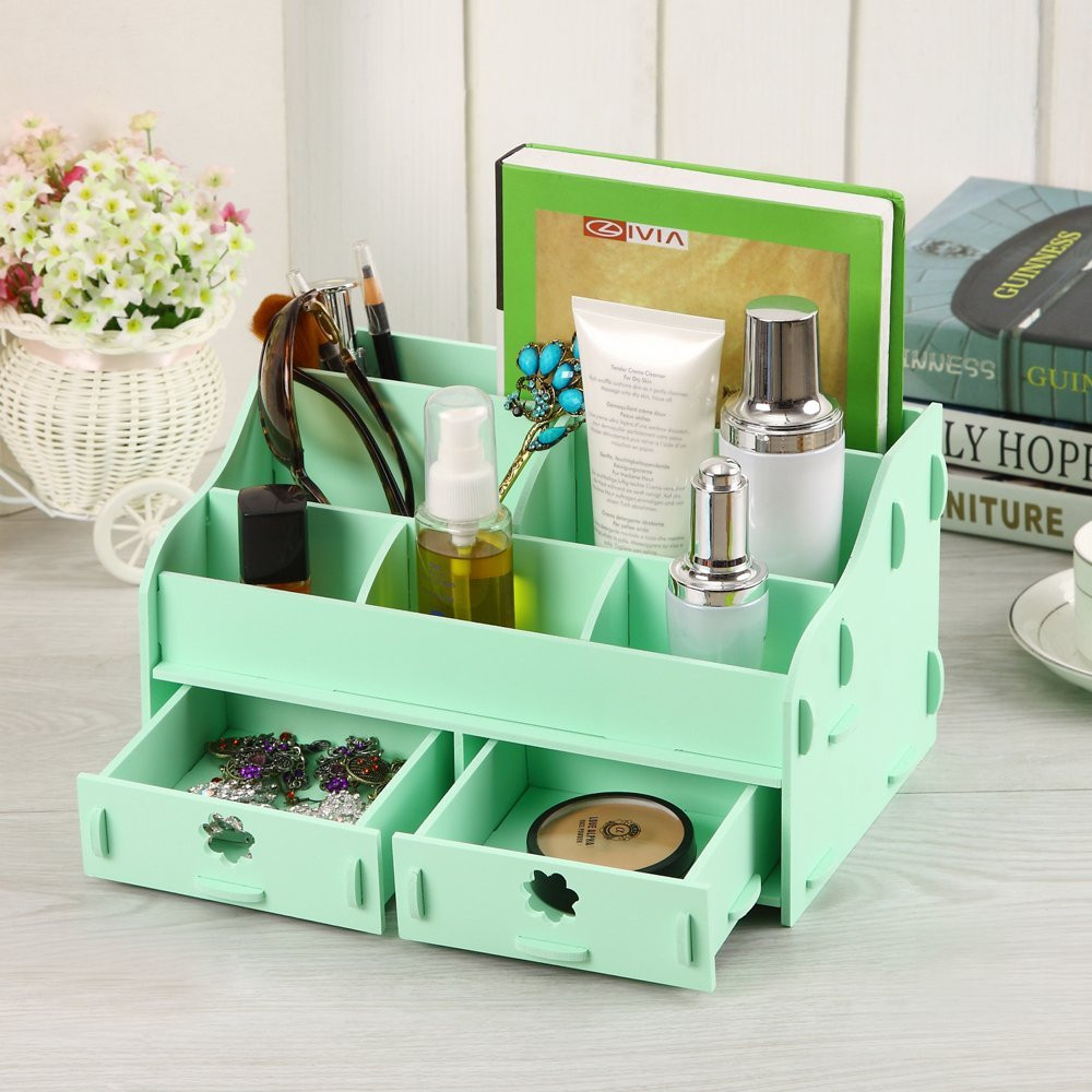 DIY Cosmetic Organizer
 Cozy Colors Wooden Desk Cosmetic Makeup Organizer DIY Wood