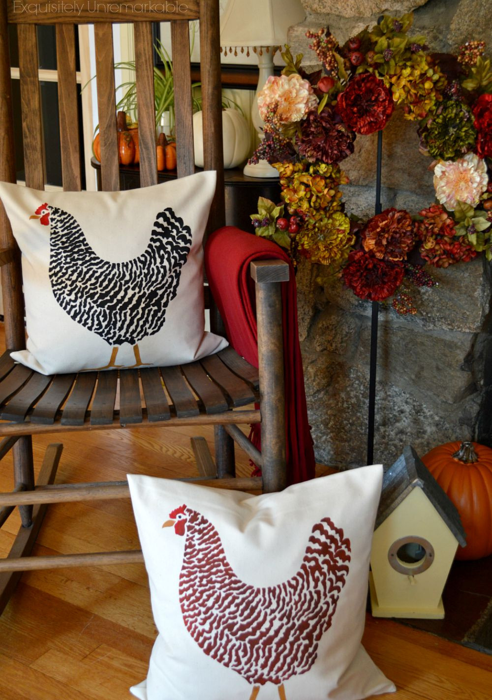 DIY Decor Pillows
 DIY Stenciled Rooster Pillow Exquisitely Unremarkable