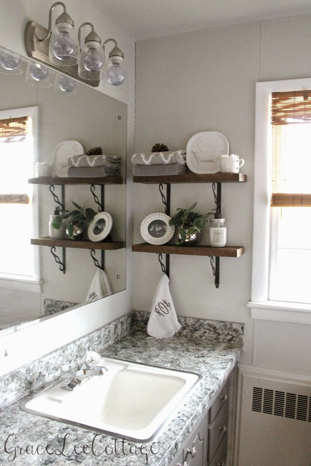 DIY Decor Shelves
 Grace Lee Cottage DIY Rustic Bathroom Shelves