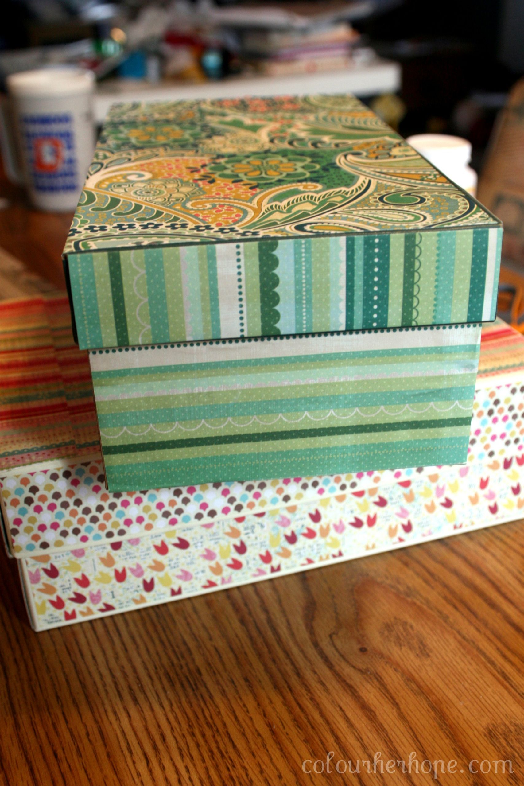 DIY Decorated Boxes
 Pretty Storage Boxes an easy peesy DIY – Colour Her Hope