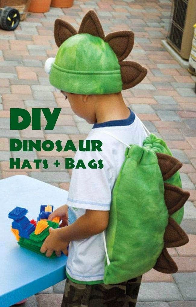 DIY Dinosaur Costume For Adults
 DIY Dinosaur Favor Bags and Hats Sew Pretty Sew Free