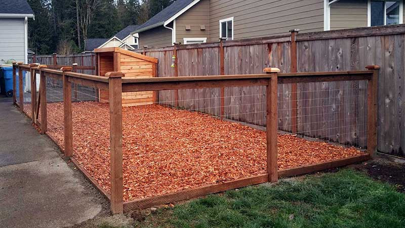 DIY Dog Kennel And Run
 East Olympia Kennel with Cedar Chips AJB Landscaping & Fence