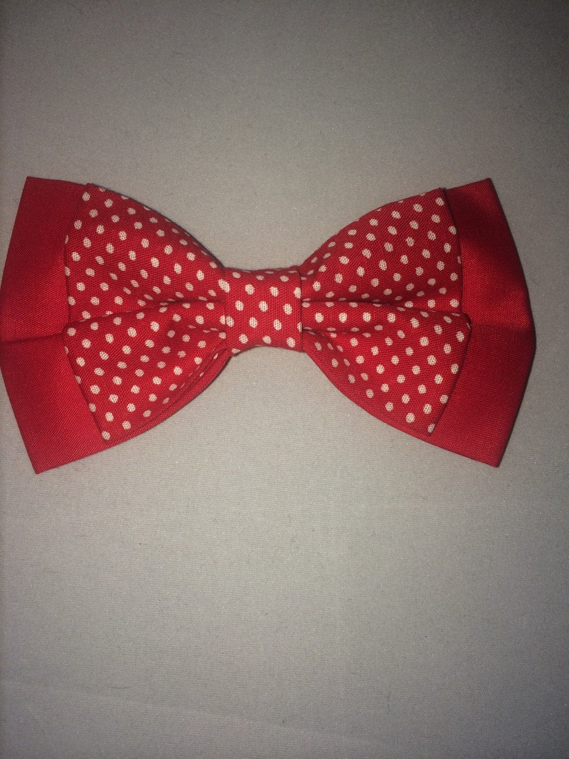 DIY Double Dog Tie Out
 Handmade dog bow tie double layered red and white polka
