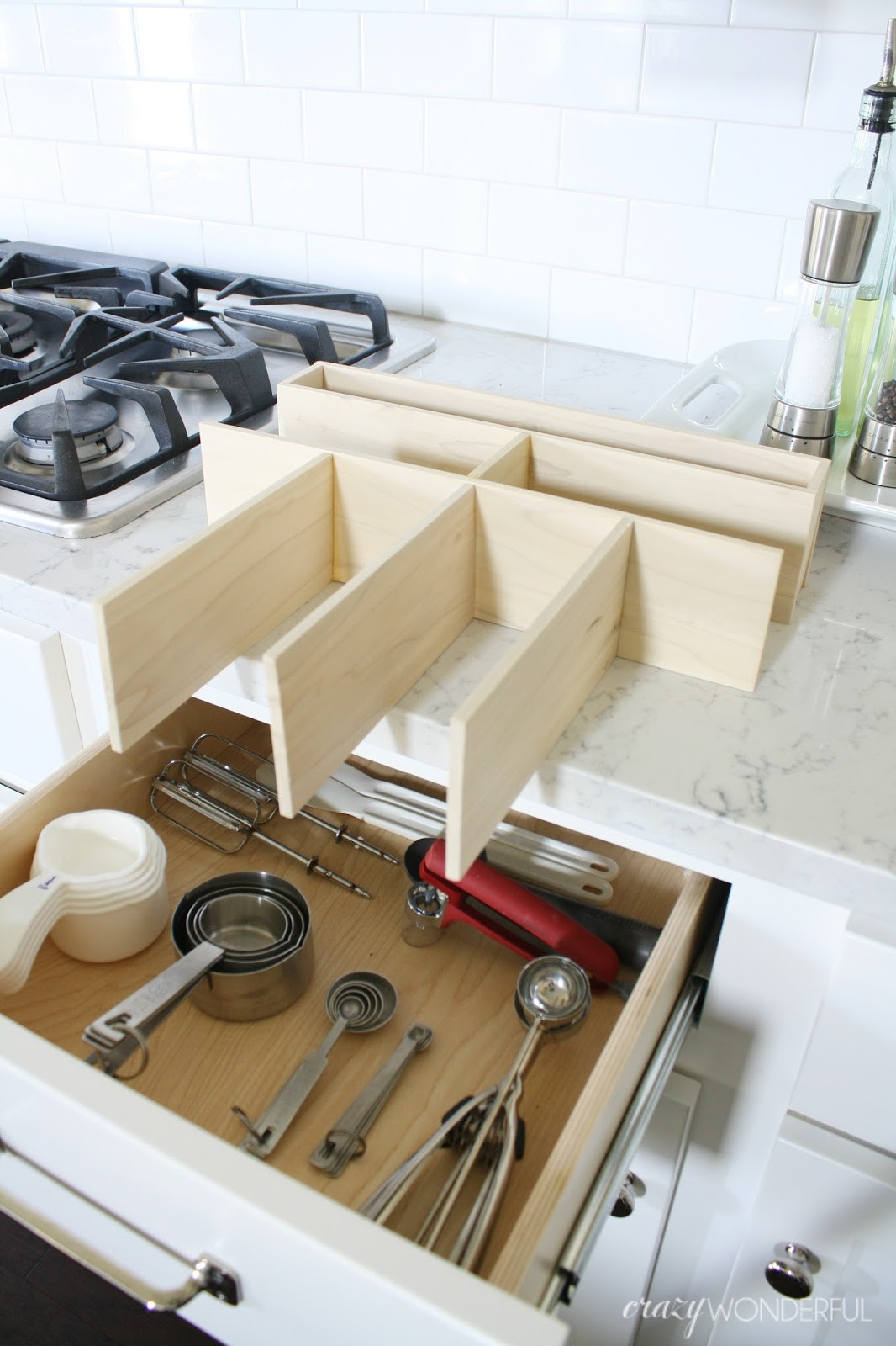 DIY Drawer Organization
 DIY custom kitchen drawer organizers Crazy Wonderful
