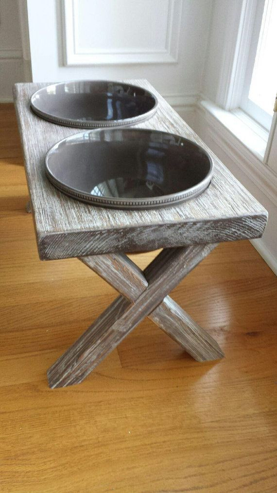 DIY Elevated Dog Bowls
 Krystal XL raised dog bowl feeder farm table by