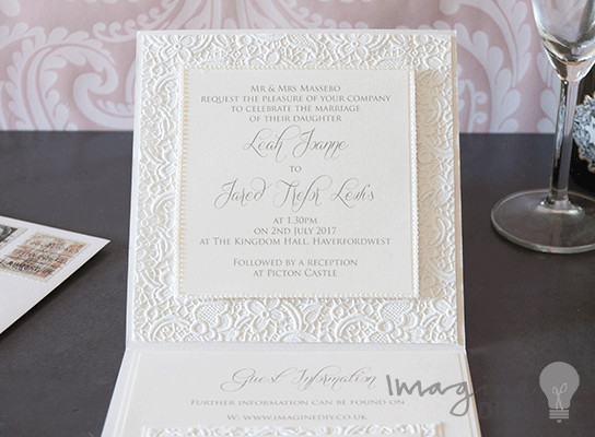 DIY Embossed Wedding Invitations
 How to Make Lace Embossed Pocket Invitation with Pearls