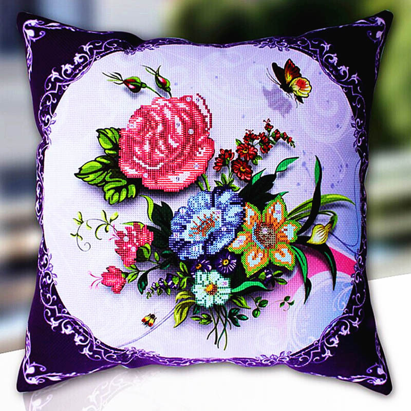 DIY Embroidery Kit
 Cross stitch pillow kit embroidery needlework sets counted