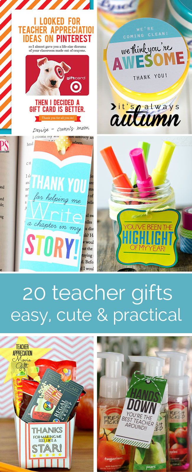 DIY Employee Appreciation Gifts
 20 cheap easy cute & practical teacher appreciation