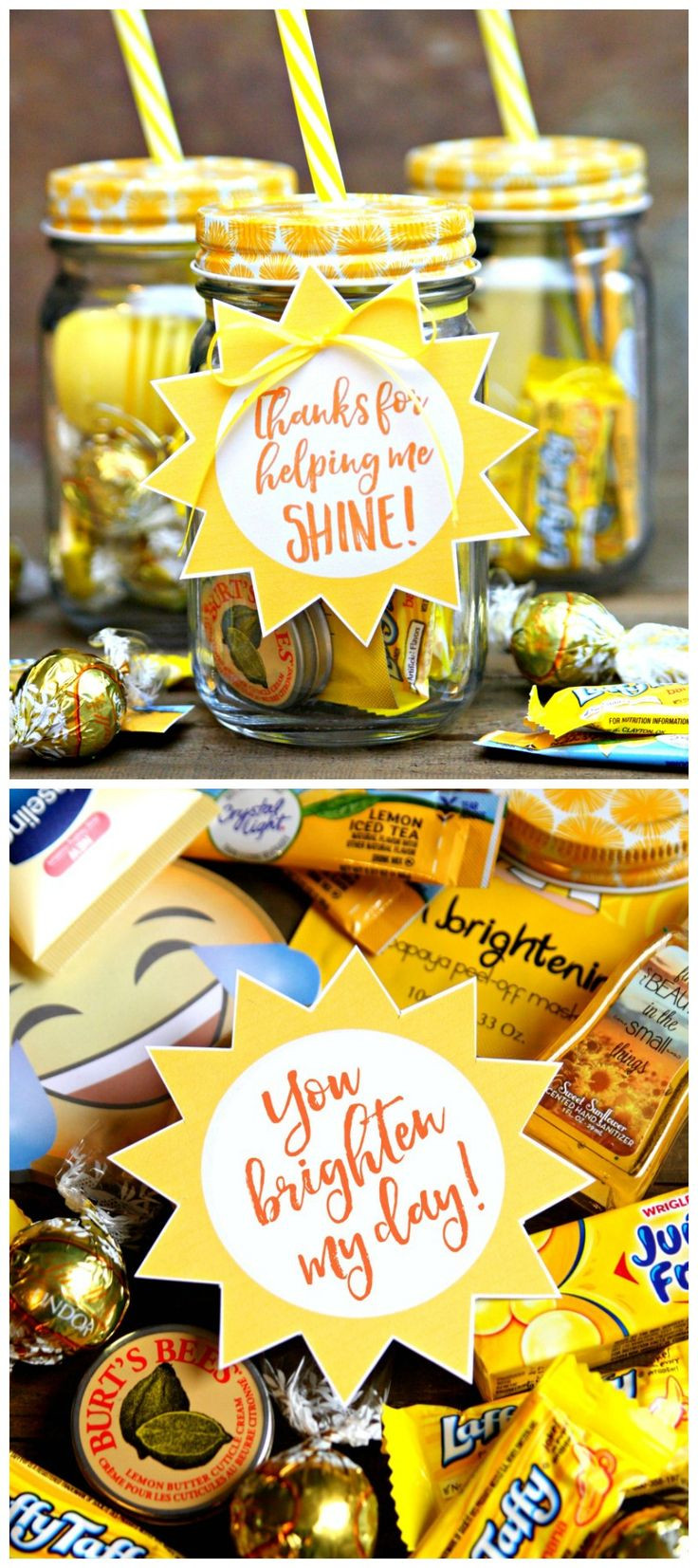 DIY Employee Appreciation Gifts
 Jar of Sunshine Teacher Gift