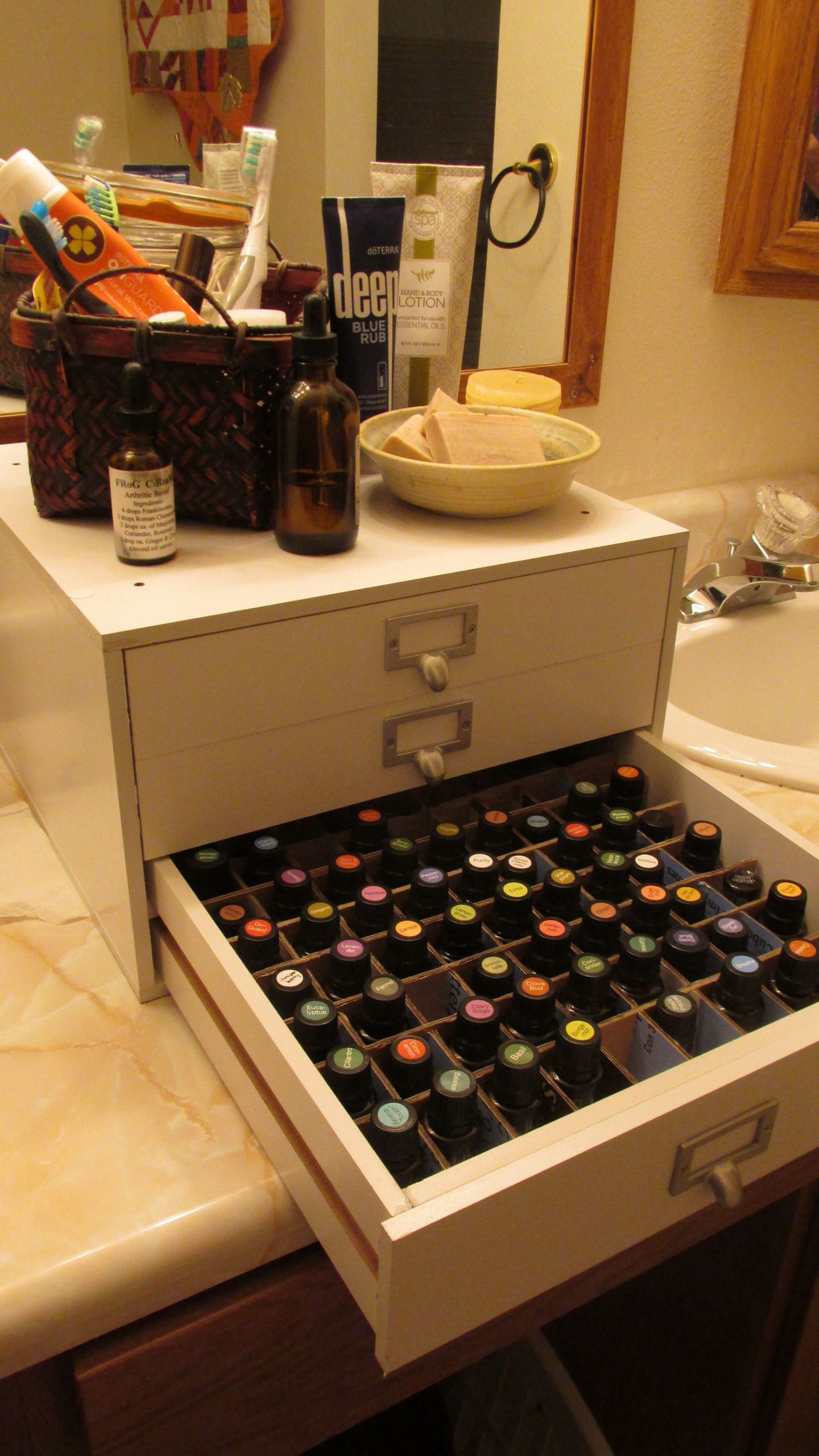 DIY Essential Oil Organizer
 Essential oil storage solution Upper drawers hold