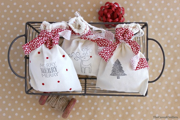 DIY Fabric Gift Bags
 DIY Stamped Christmas Gift Bags Bloggers Best 12 Days of