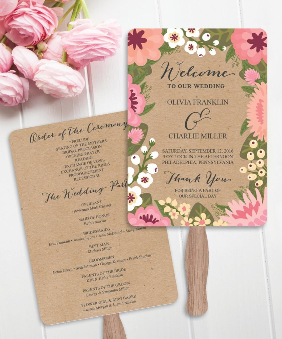 DIY Fan Wedding Programs
 Modern Garden DIY Printable Wedding Fan Programs Wedding