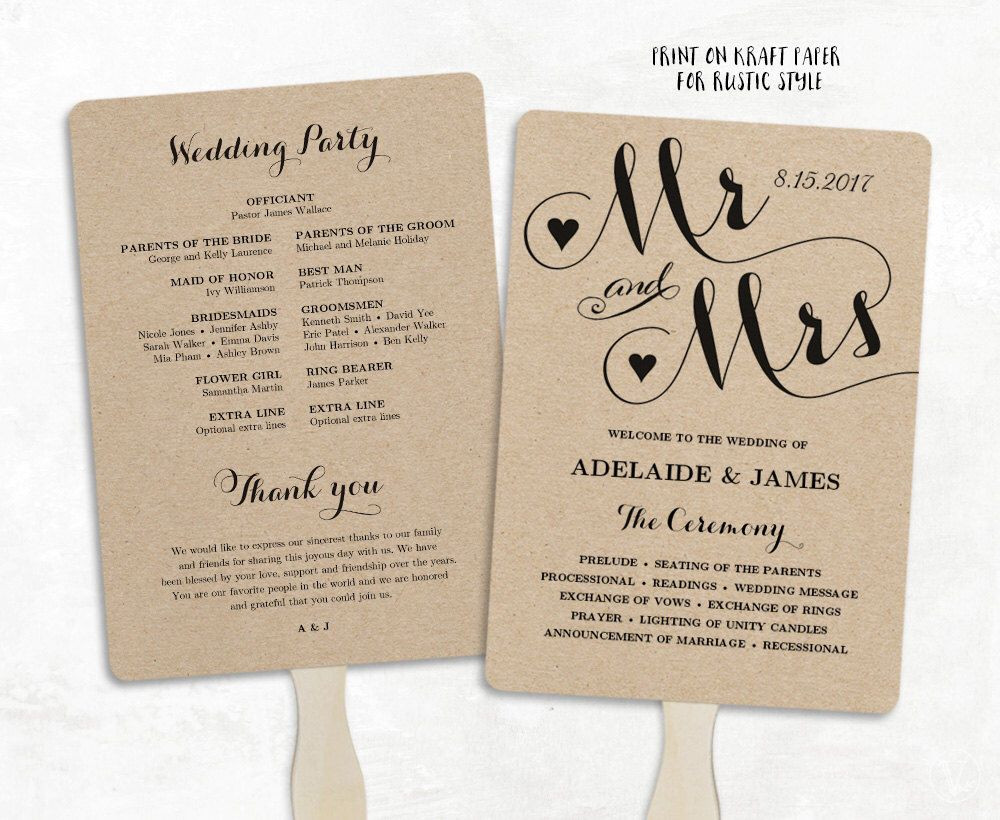 DIY Fan Wedding Programs
 Printable Wedding Program Template Fan Wedding Program