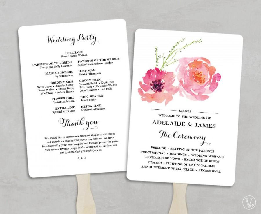 DIY Fan Wedding Programs
 Printable Wedding Program Fan Template Wedding Fans DIY