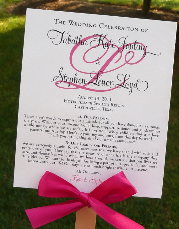 DIY Fan Wedding Programs
 DIY Ceremony Program that Doubles as a Fan