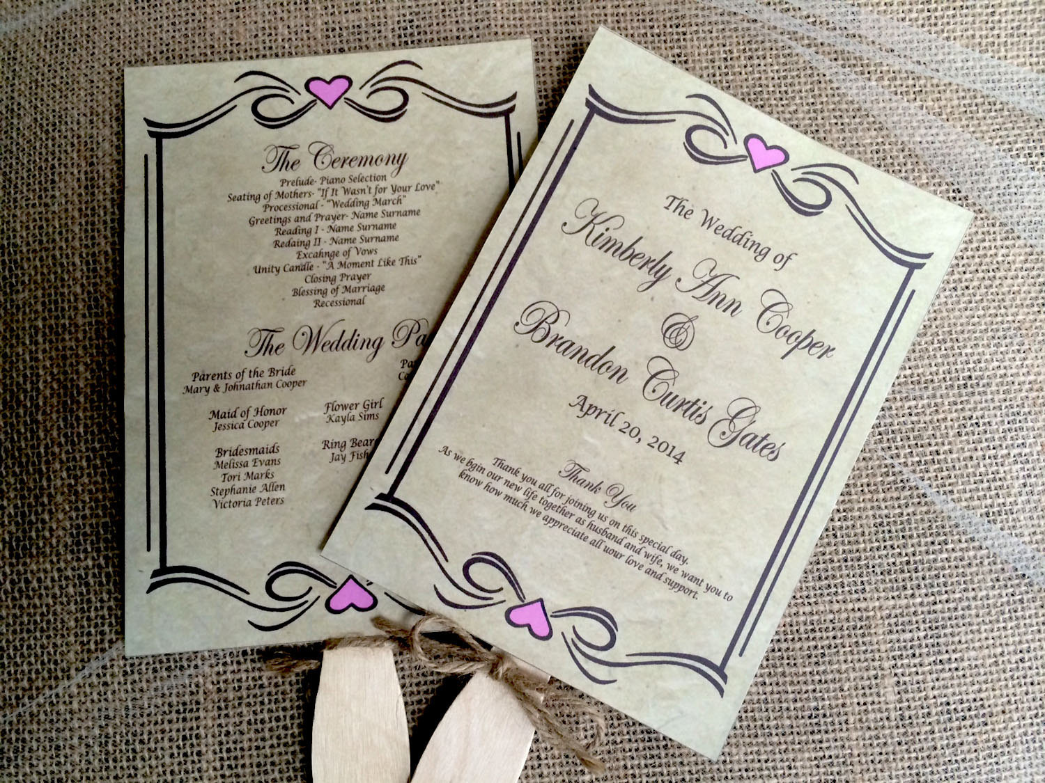 DIY Fan Wedding Programs
 DIY Rustic Wedding Program Fan Printable Vintage Wedding