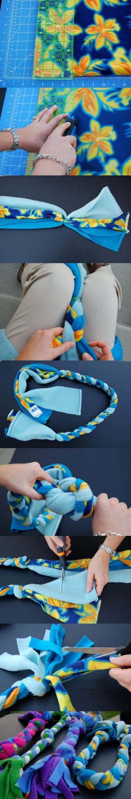 DIY Fleece Dog Toy
 DIY Fleece Rope Dog Toy 2 Has dimensions I make these for