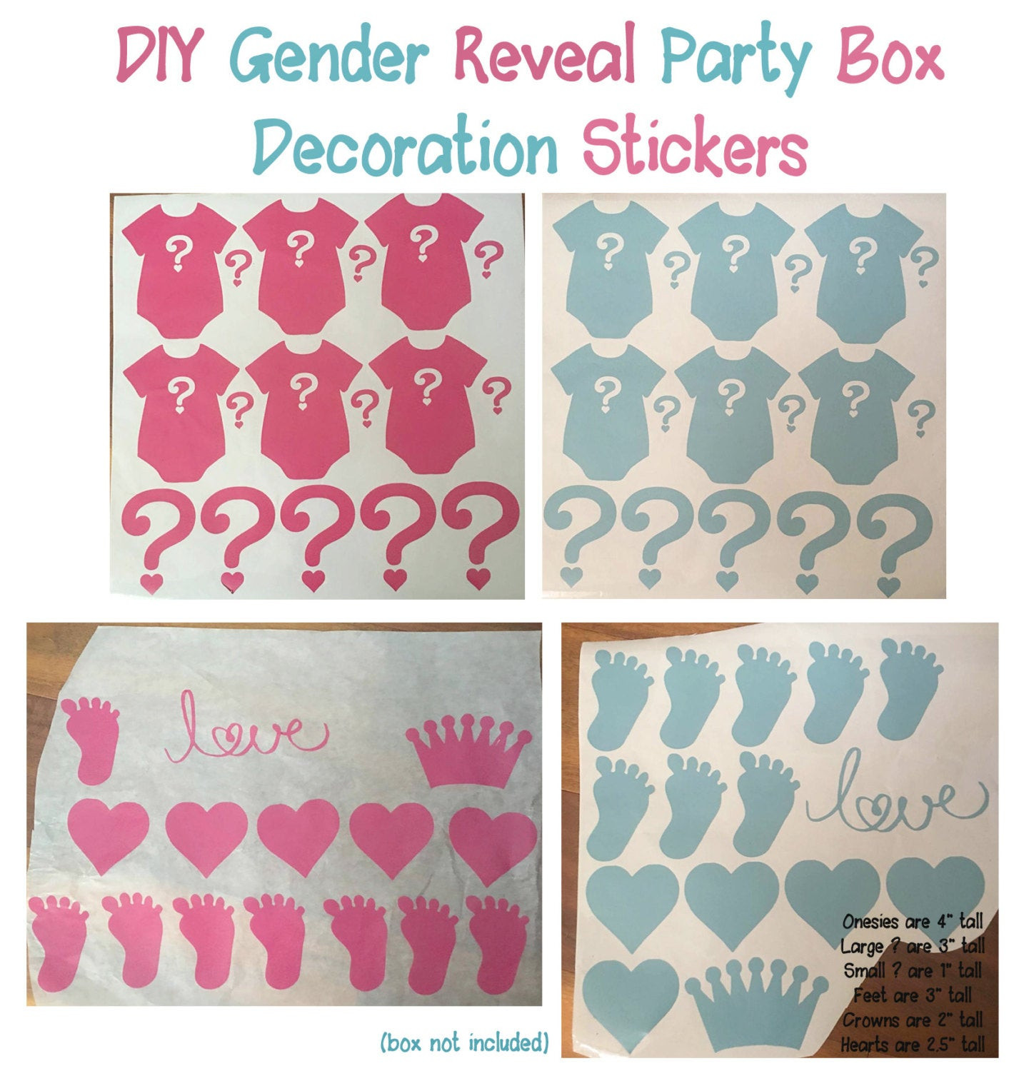 DIY Gender Reveal Box
 DIY Gender Reveal Box Decoration Kit Vinyl Stickers Includes