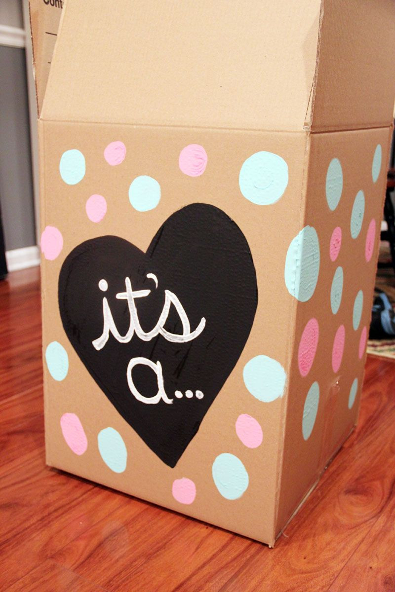 DIY Gender Reveal Box
 Pink and Blue Gender Reveal DIY Painted Party Balloon Box