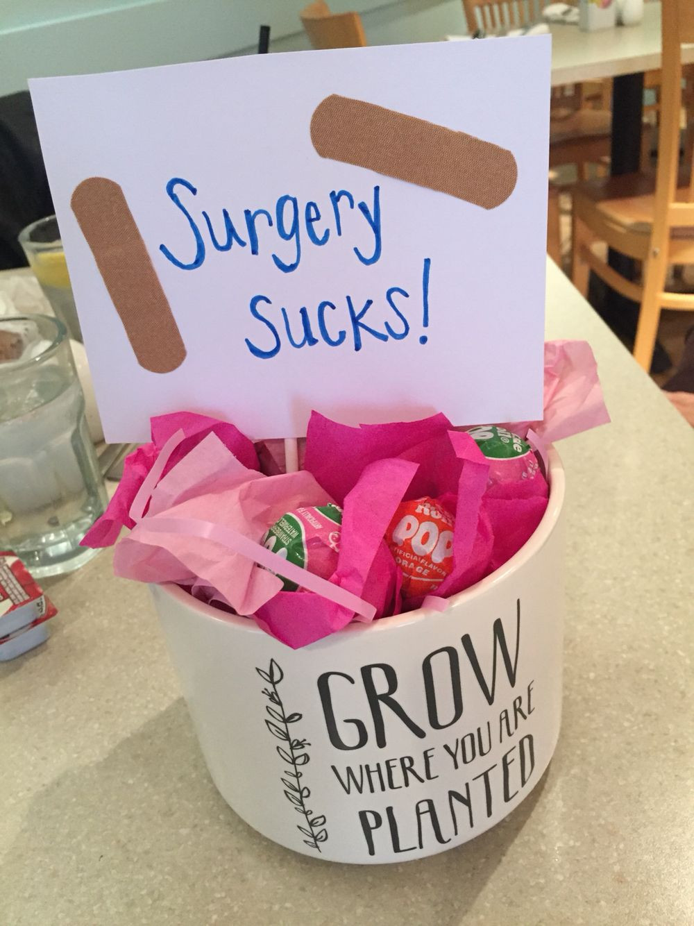 DIY Get Well Gifts
 DIY t for friend family having surgery Fill vase with