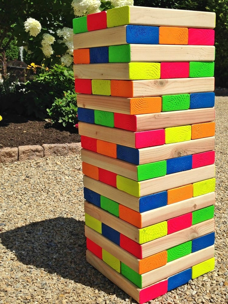 DIY Giant Outdoor Games
 How to make a colorful outdoor giant Jenga game Pet