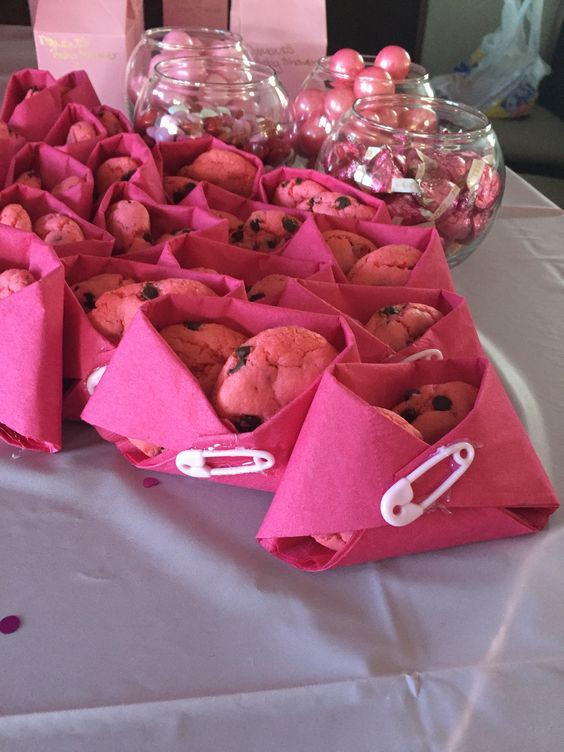 DIY Girl Baby Shower Decorations
 Pink diaper pink cookies