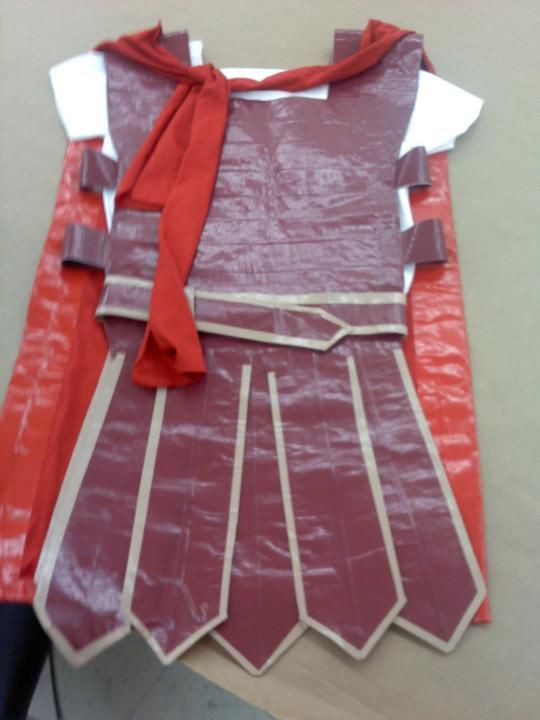 DIY Gladiator Costume
 gladiator costume I made from duct tape and t shirts