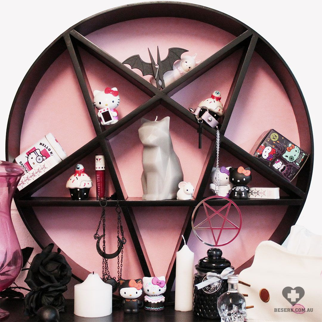 DIY Goth Room Decor
 beserkclothing “ Decipher Designs Pink Pentagram Shelf