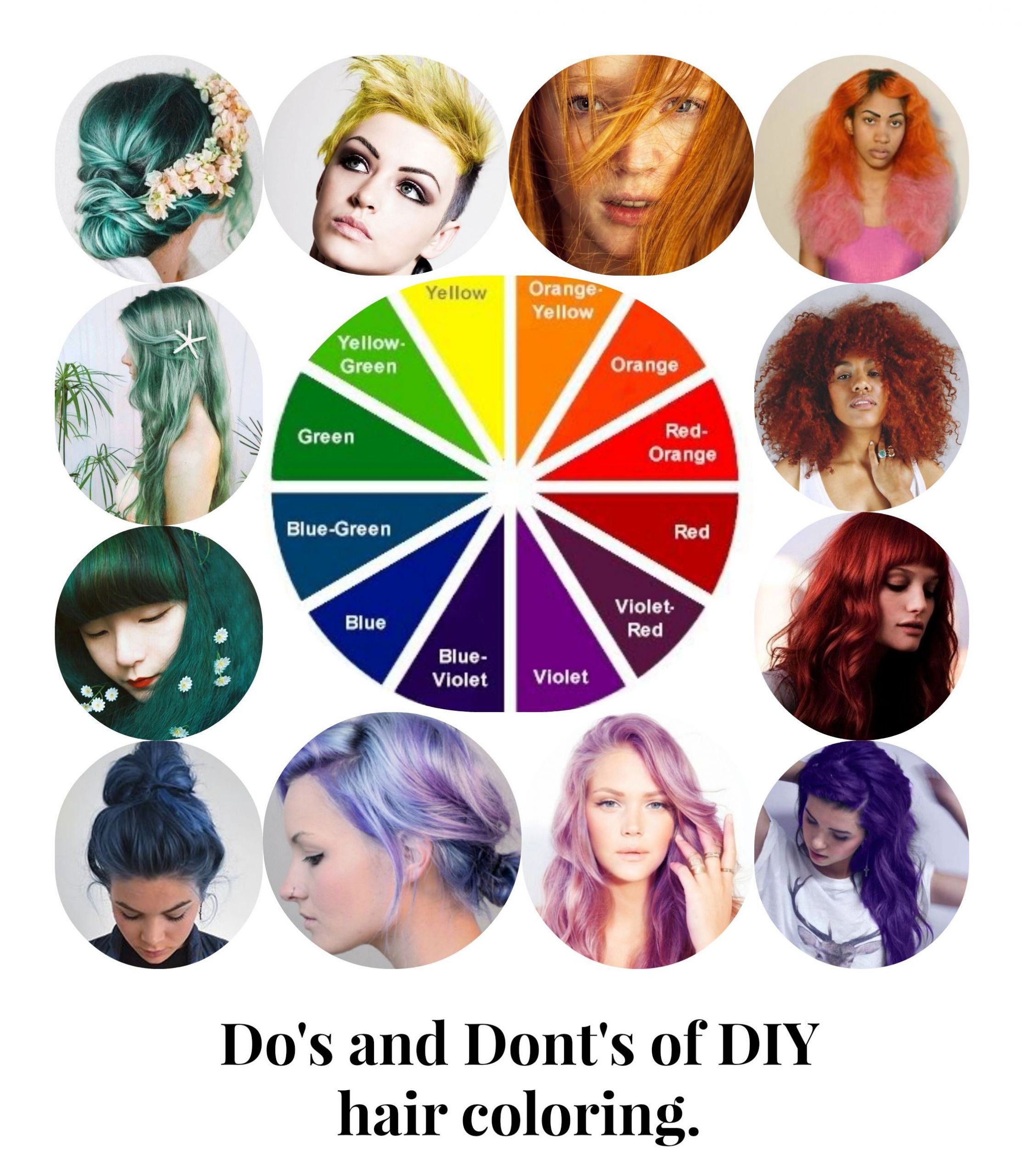 DIY Green Hair Dye
 The color wheel applied to hair dye and toner selection