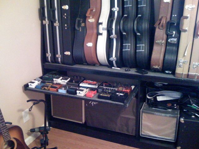 DIY Guitar Case Storage Rack
 diy guitar stand for the recording studio
