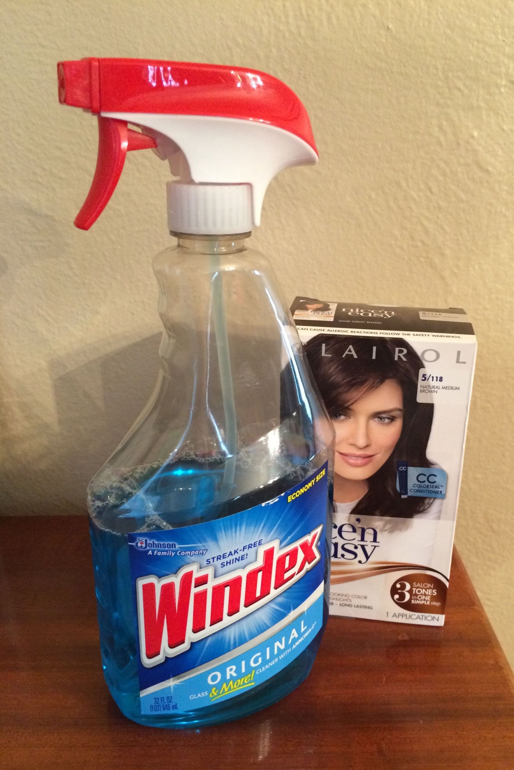 DIY Hair Color Remover
 My hair stylist told me you can use Windex on a cotton pad
