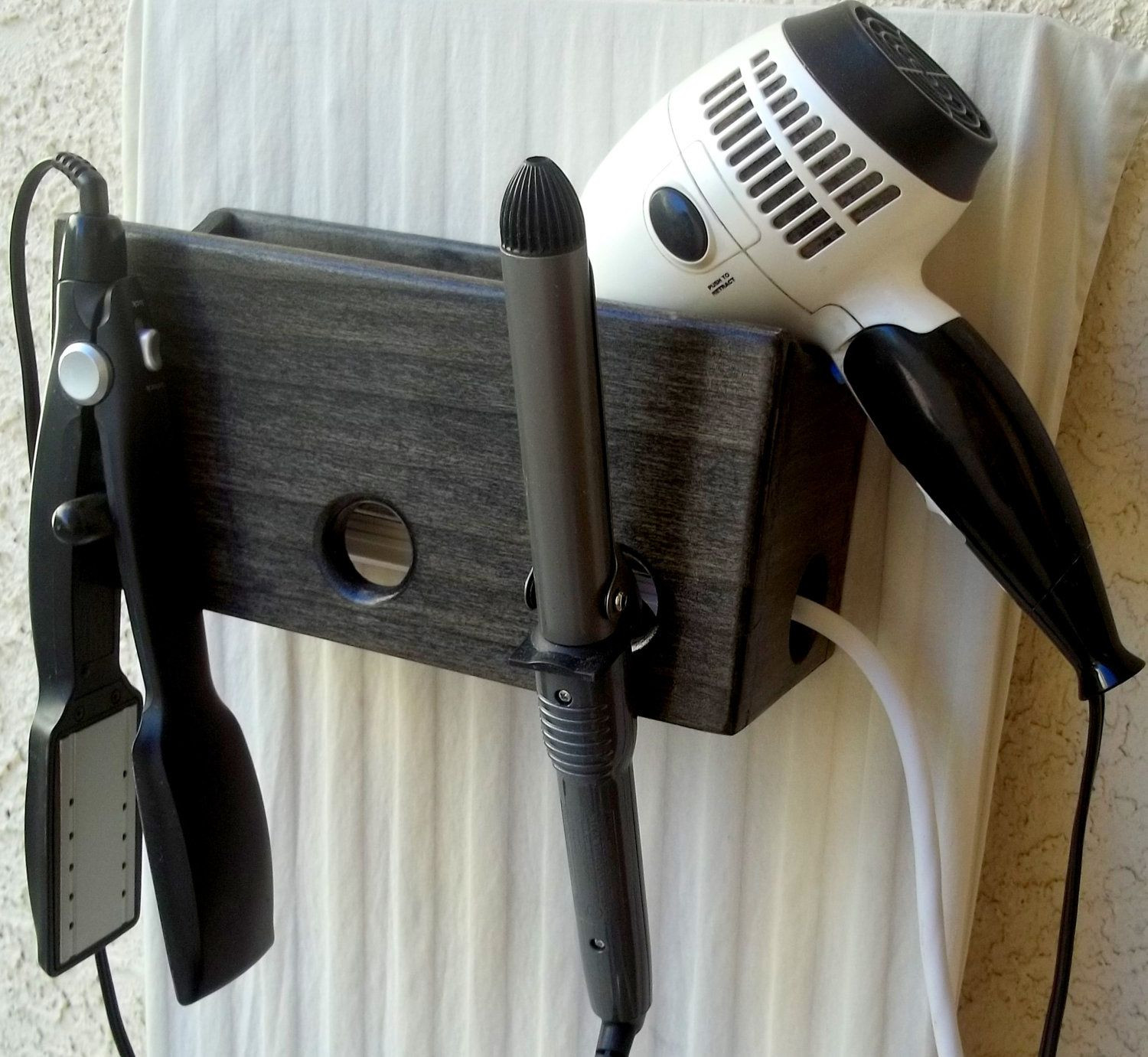 DIY Hair Dryer And Curling Iron Holder
 Bathroom Organizer Curling Iron Hair Dryer and by