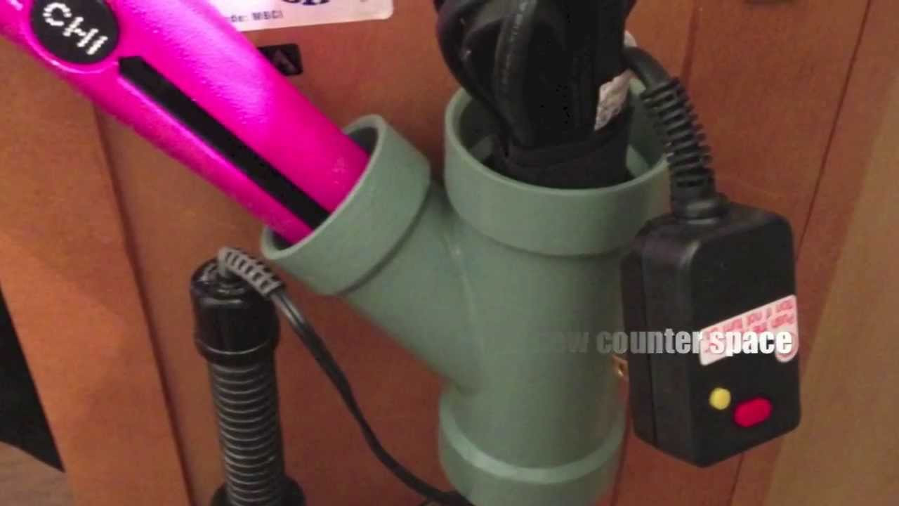 DIY Hair Dryer And Curling Iron Holder
 Organize for less Chi and curling iron holder DIY