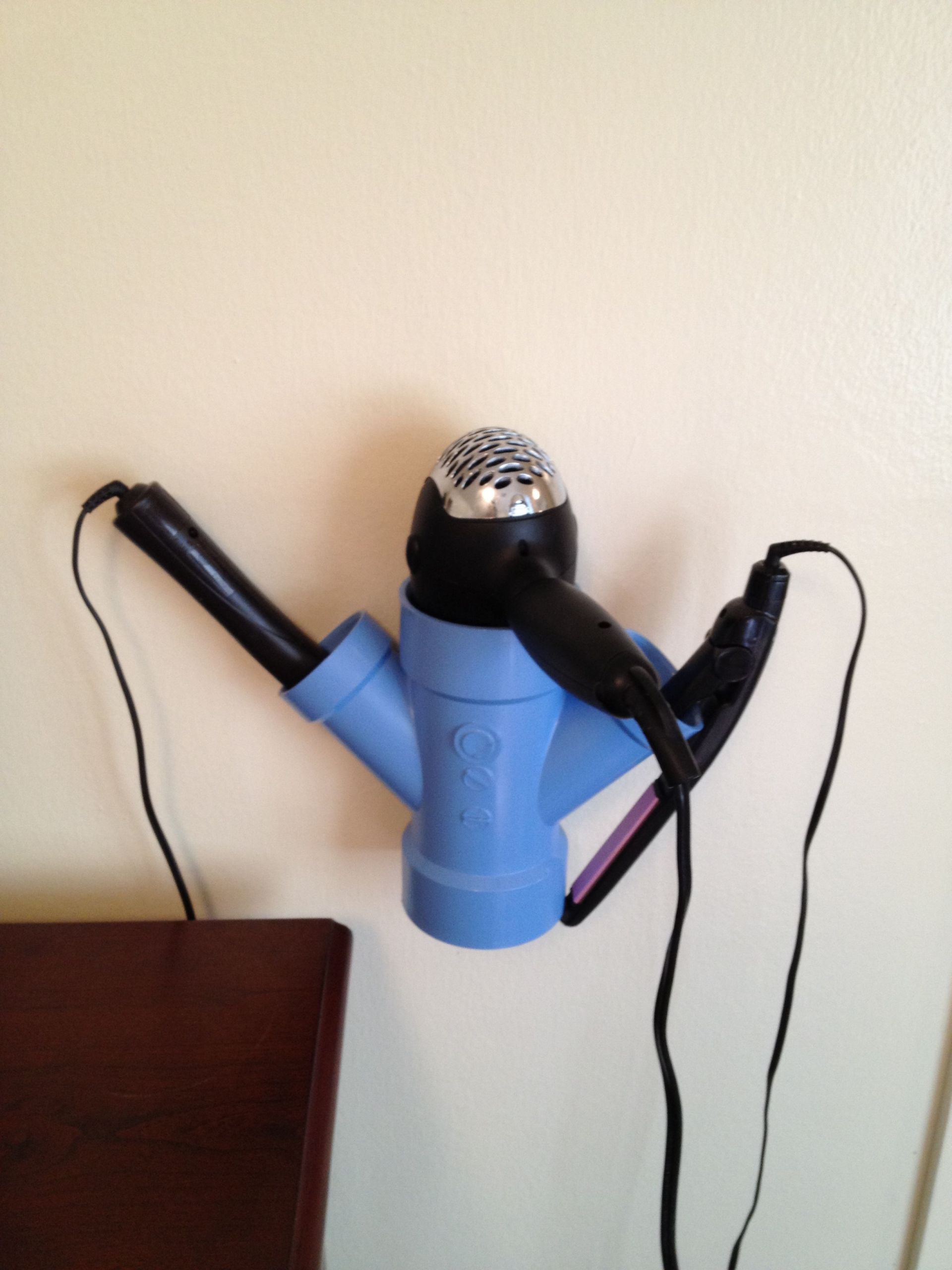 DIY Hair Dryer And Curling Iron Holder
 Pin on PVC pipe projects