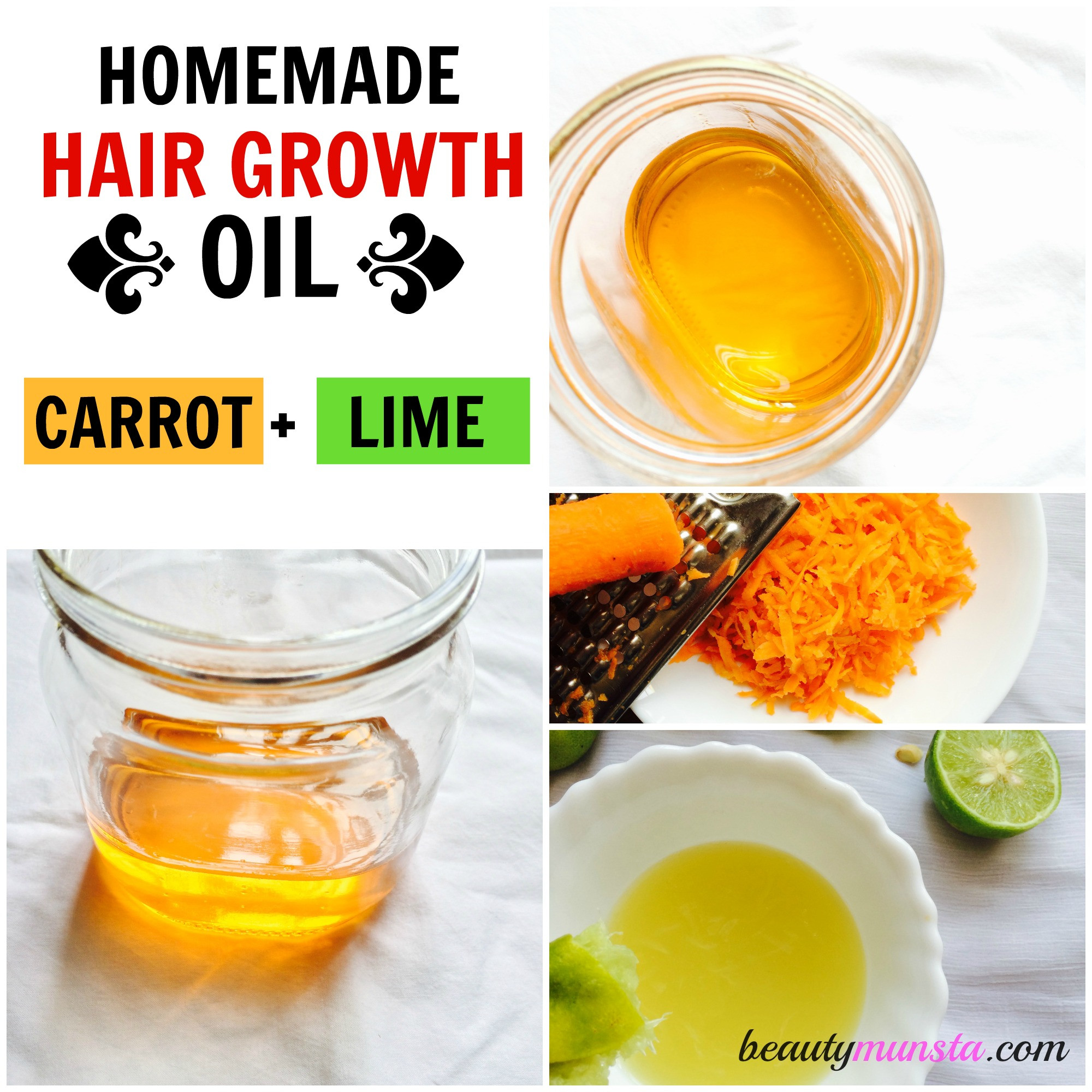 DIY Hair Growth Oil For Natural Hair
 Carrot & Lime Homemade Hair Oil Recipe for Hair Growth