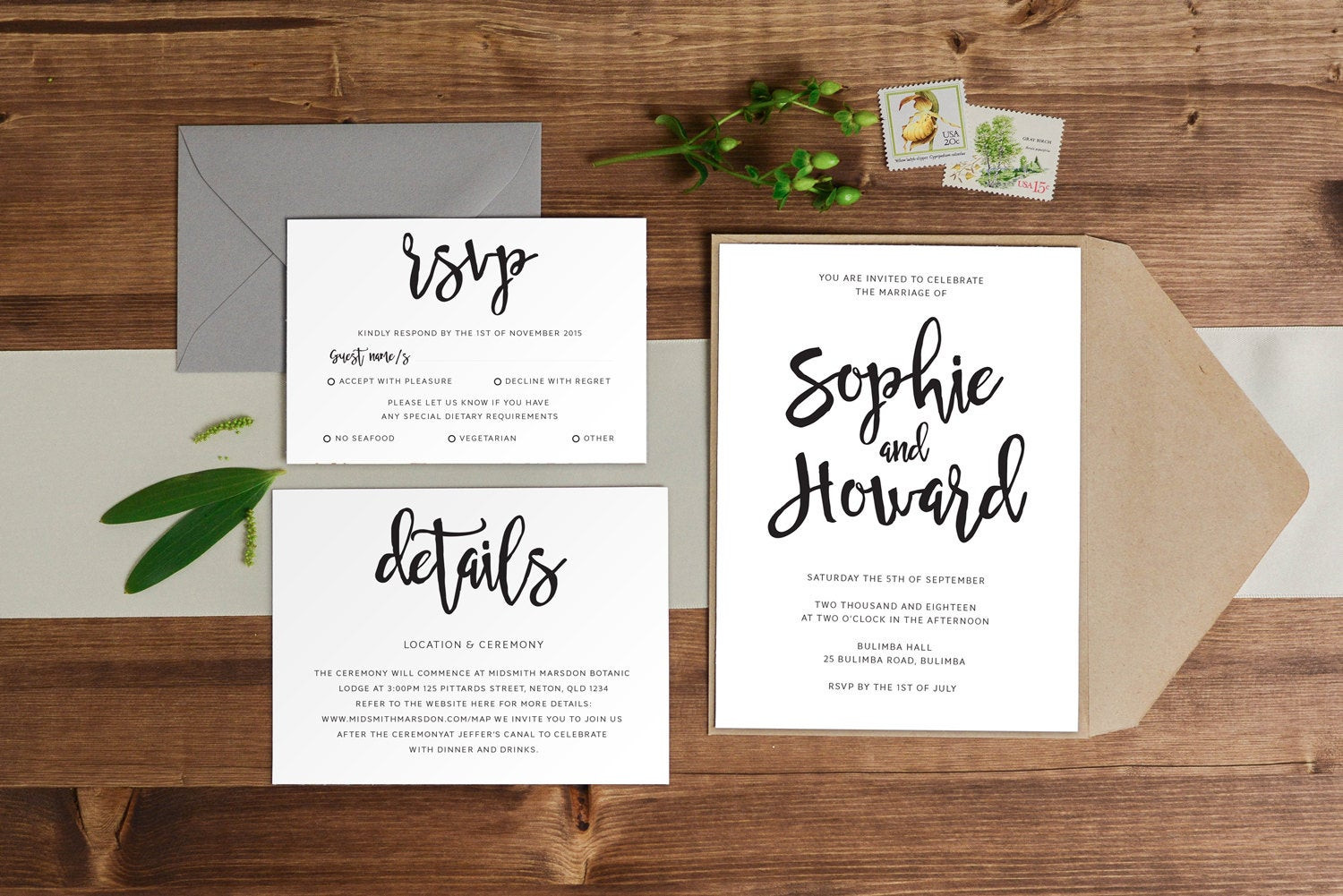 DIY Handwritten Wedding Invitations
 DIY Printable Simple Handwritten Wedding Invitation Main