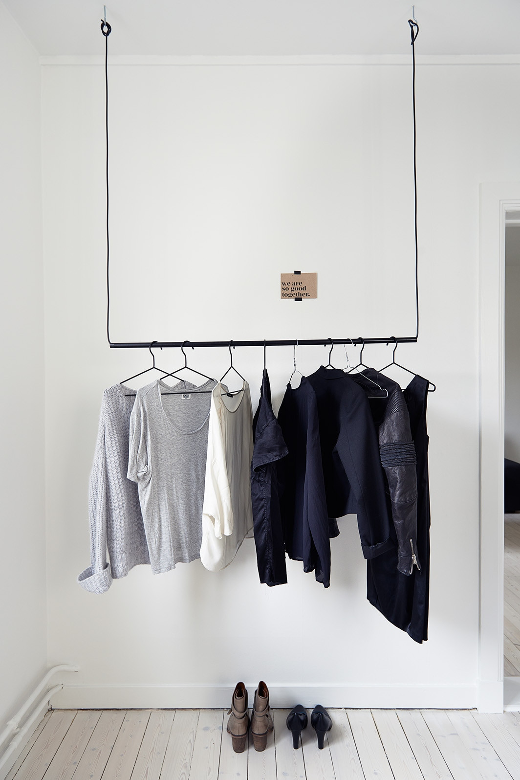 DIY Hanging Clothes Rack From Ceiling
 Smart Design Solutions For Hiding Wires in Your Home