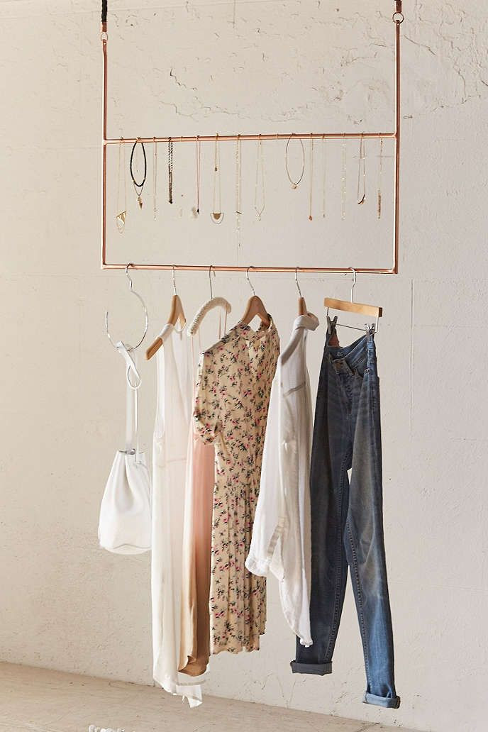 DIY Hanging Clothes Rack From Ceiling
 Ceiling Clothing Rack