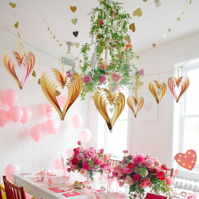 DIY Hanging Decorations
 4pcs set 3D DIY Heart Love Valentines Ceiling Hanging