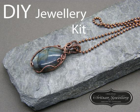 DIY Jewelry Kit
 Diy Jewelry kit Wire wrapped necklace Cabochon setting