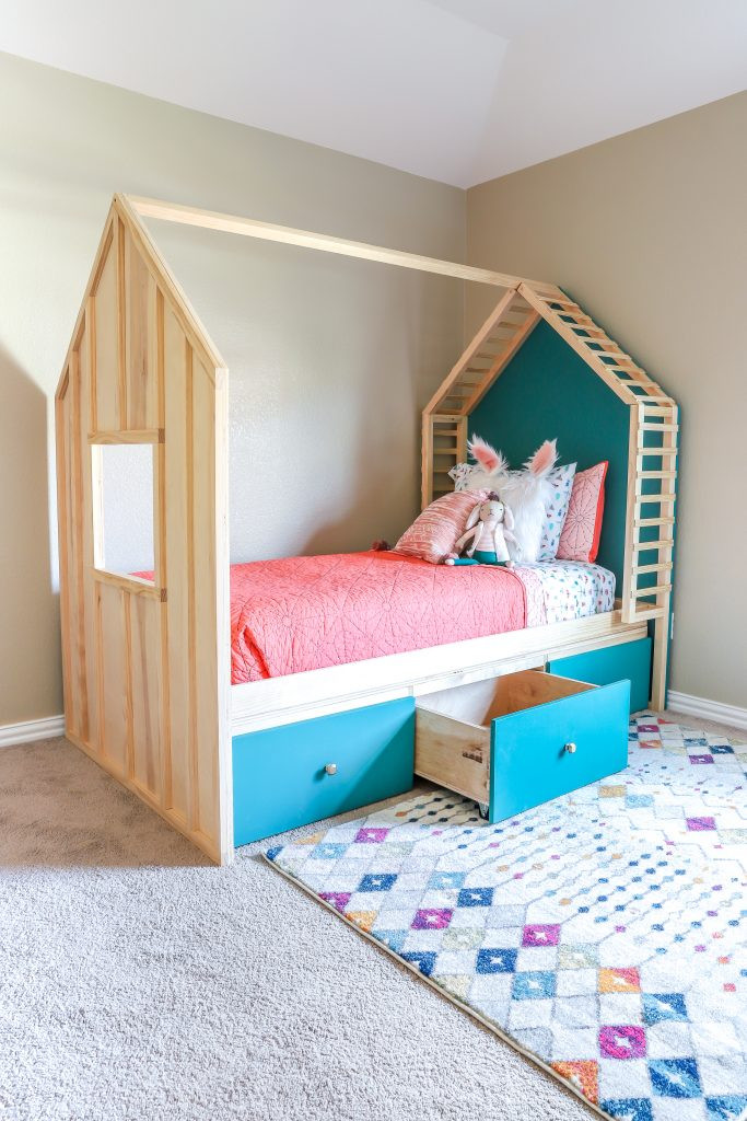 DIY Kids Bed With Storage
 Kid s House Bed with Storage Twin Size Spruc d Market