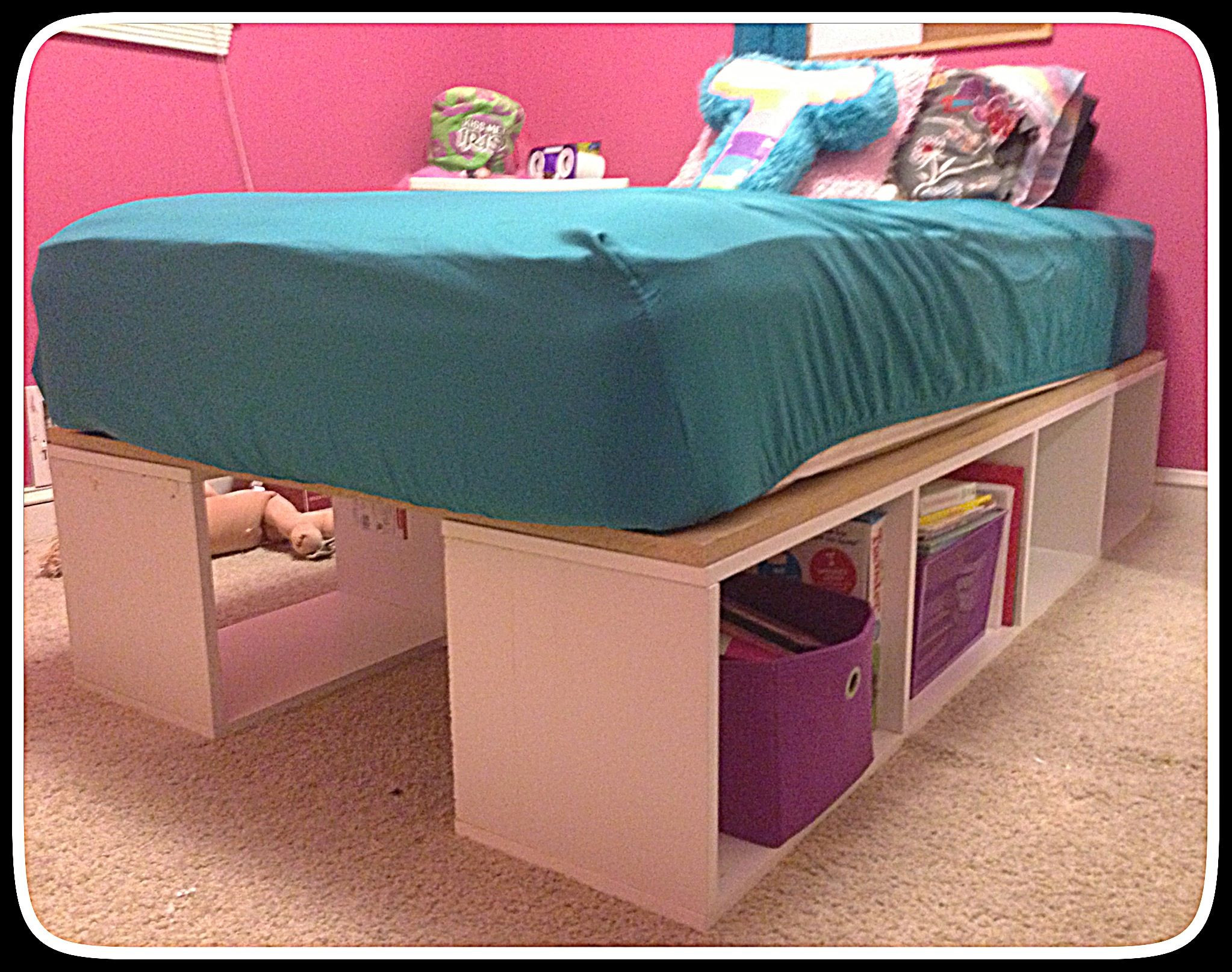 DIY Kids Bed With Storage
 Hand made storage bed frame Love it