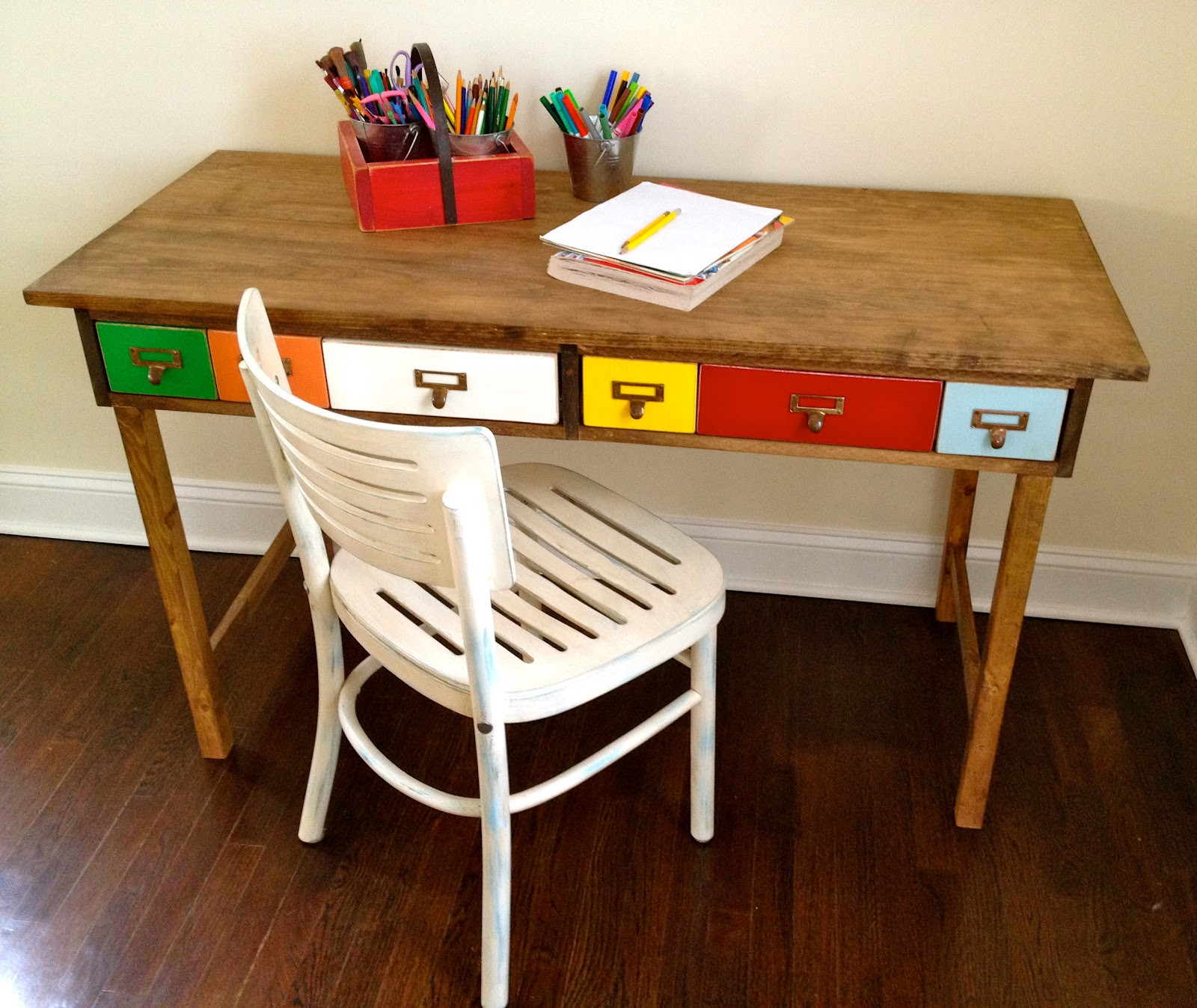 DIY Kids Desk Plans
 That s My Letter DIY Kids Desk with Multi Color Drawers