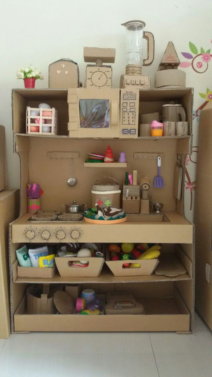DIY Kids Kitchen Set
 Cardboard kitchen playset …