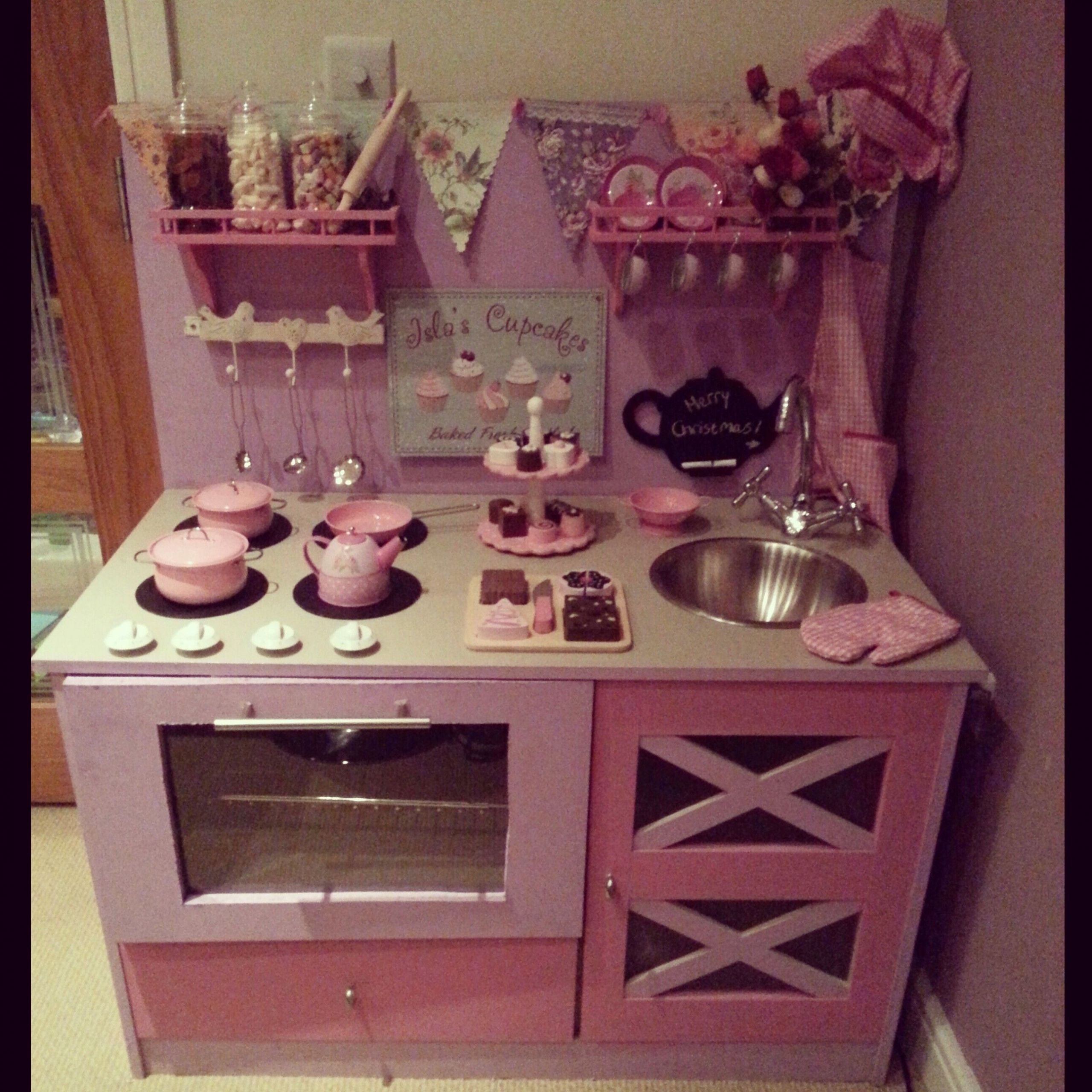 DIY Kids Kitchen Set
 Play kitchen diy kitchen toy kitchen girlie pink lilac fun